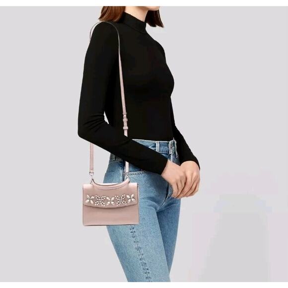 Michael Michael Kors Ava Extra-Small Crystal-embellished Leather Crossbody Pink - Picture 3 of 8